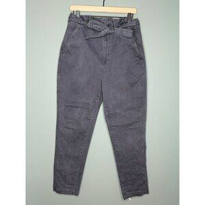 Express Women's 10 R Paper Bag Twill Taper Leg Ultra High Rise Gray Belted Pants